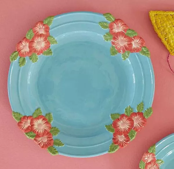 RICE Assiettes & Plats^Assiette C Ramique Fleurs - Menthe