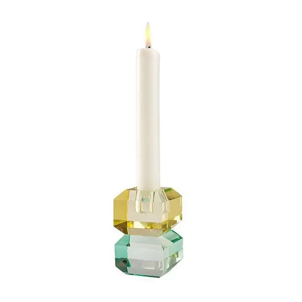 GIFT COMPANY Vases / Petits Objects Déco^Bougeoir Cristal H 9 Cm Sari - Jaune Et Vert