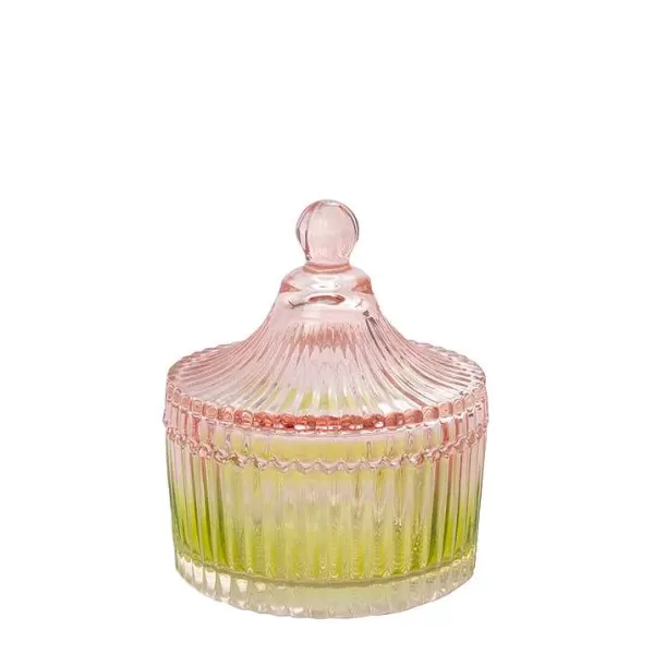 EJA Vases / Petits Objects Déco^Jarre Déco Verre H.12,5 Cm - Citron Et Rose Clair