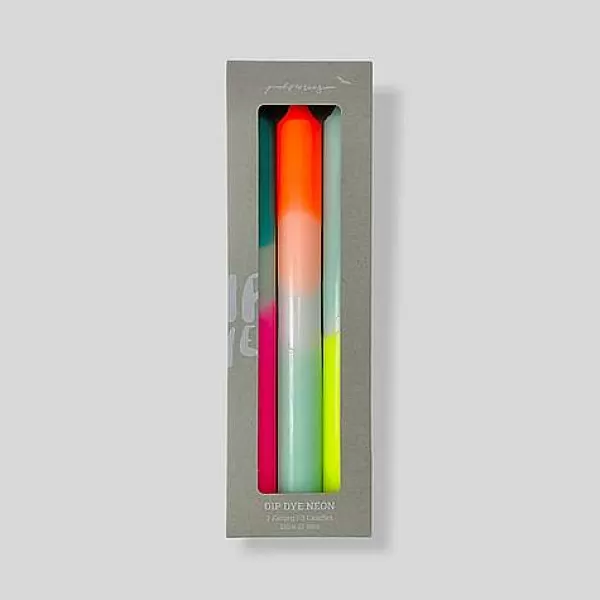 PINK STORIES Vases / Petits Objects Déco^Set De 3 Bougies Dip Dye Neon - Rainbow Kisses