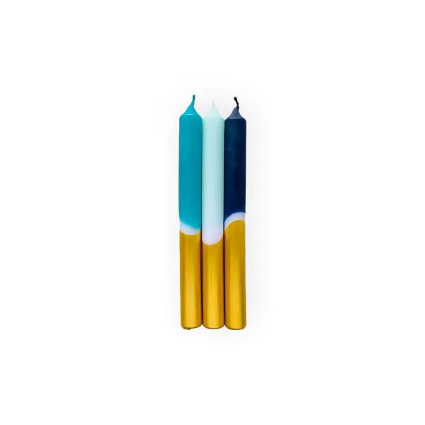 PINK STORIES Vases / Petits Objects Déco^Set De 3 Bougies Dip Dye Xmas - Frosty Blue